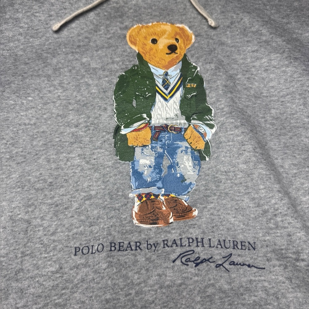 Polo Ralph Lauren Men's Polo Bear Colorblock Hoodie Gray Pink Large - Picture 6 of 12